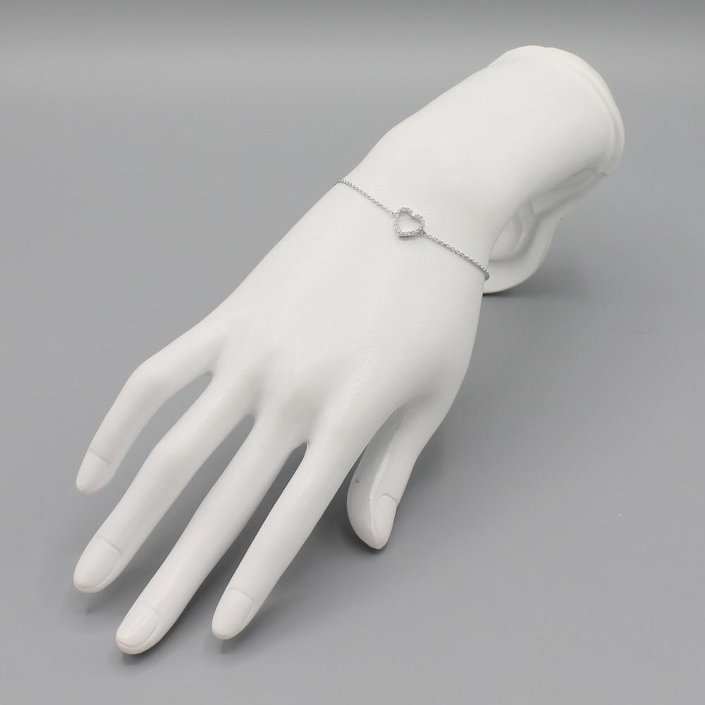 Jewelry bracelet love heart romantic silver plated sparkly stones elegant new - Picture 2 of 6